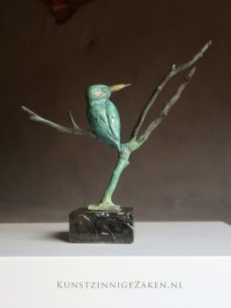 bronzen beeldje ijsvogel