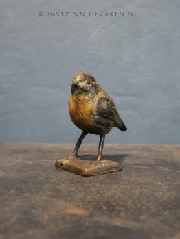 vogelbeeldje roodborstje brons