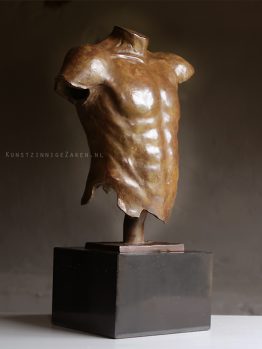 male torso sculpture in bronze